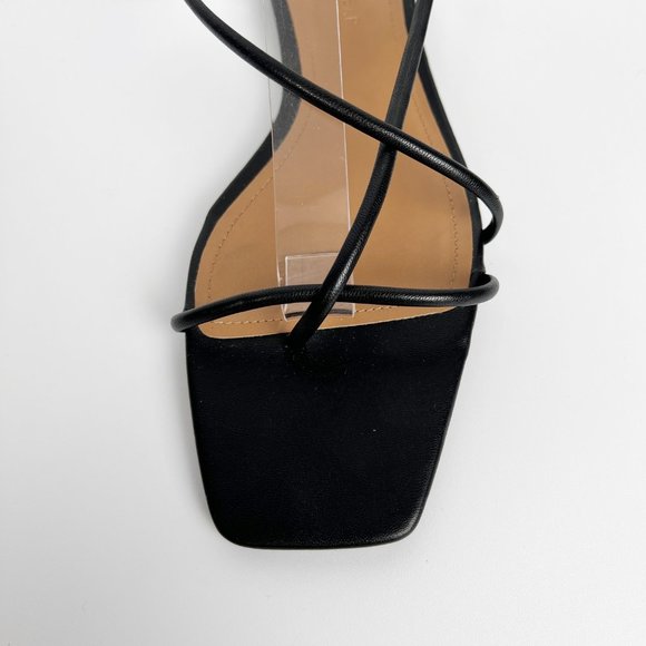Who What Wear Zander Strappy Square Toe Sandals Blogger Favorite Flat Ankle Wrap - Picture 6 of 11
